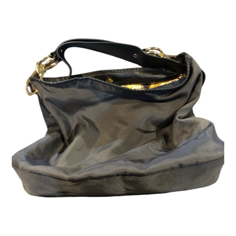JPK Paris 75 Gray Nylon and Leather Hobo Bucket Shoulder Bag